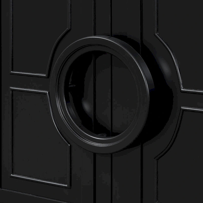 Console en MDF de 58,9 cm avec 4 portes, poignées rondes et piètement à 5 pieds