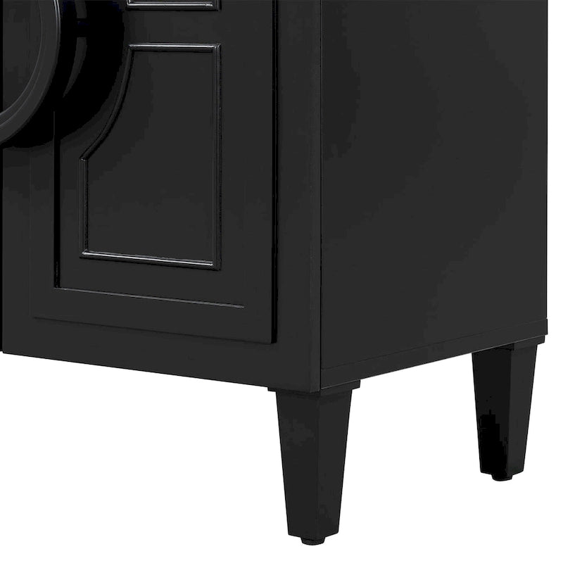 Console en MDF de 58,9 cm avec 4 portes, poignées rondes et piètement à 5 pieds