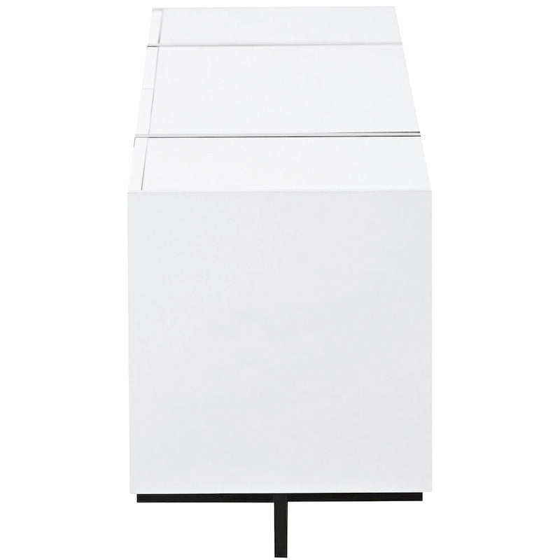 Meuble TV blanc 74 pouces avec finition laquée brillante et rangement pour téléviseurs jusqu'à 80 pouces