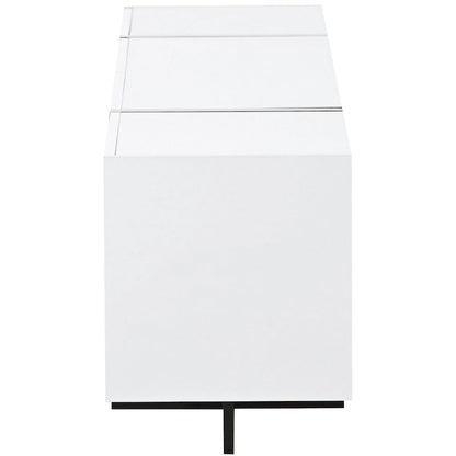 Meuble TV blanc 74 pouces avec finition laquée brillante et rangement pour téléviseurs jusqu'à 80 pouces