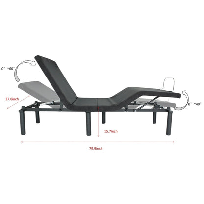 Sommier électrique réglable noir antique pour lit simple XL avec télécommande