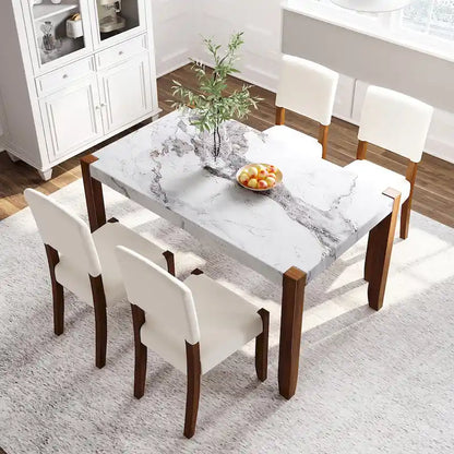 5-Piece Modern Dining Set with Rectangular Table & Chairs