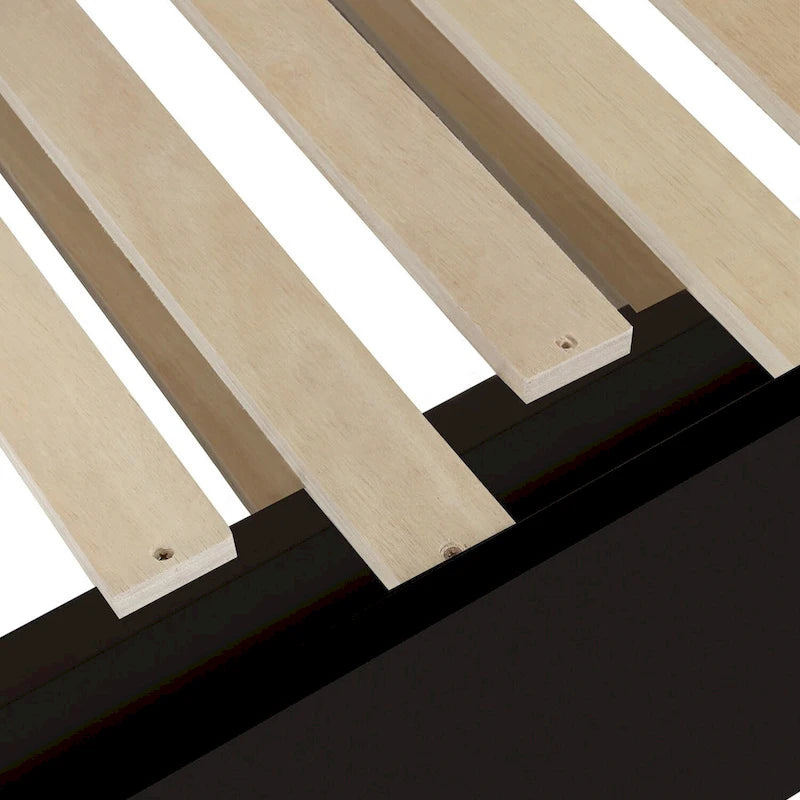 Lit de jour extensible double en pin noir avec lit gigogne - Cadre robuste et sommier à lattes inclus