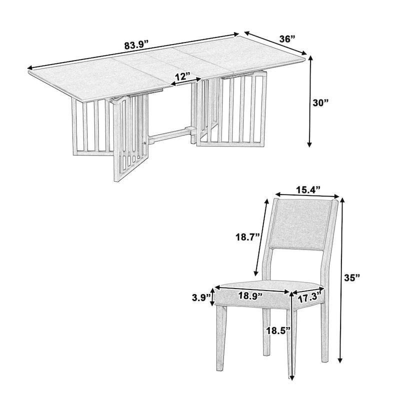 Ensemble de salle à manger de style campagnard 9 pièces avec table extensible et 8 chaises