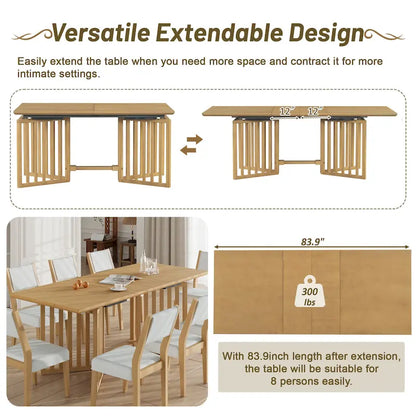 Ensemble de salle à manger de style campagnard 9 pièces avec table extensible et 8 chaises