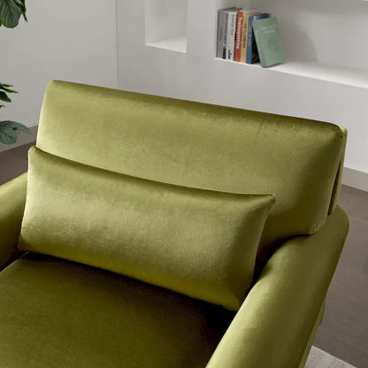 Fauteuil d'appoint moderne en velours de 37,8 pouces avec soutien lombaire ergonomique et pieds de style colonne romaine vintage