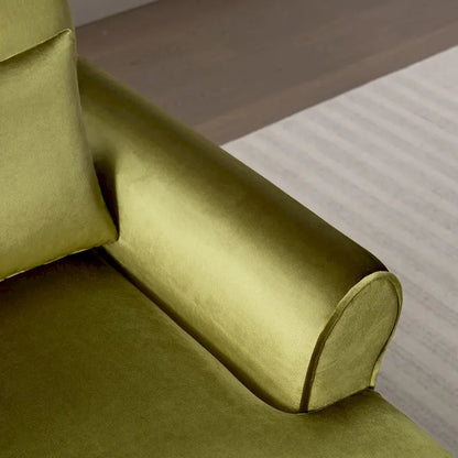 Fauteuil d'appoint moderne en velours de 37,8 pouces avec soutien lombaire ergonomique et pieds de style colonne romaine vintage