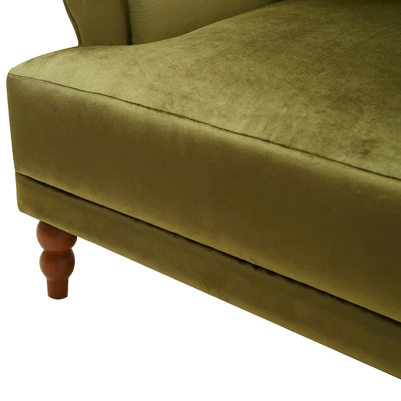 Fauteuil d'appoint moderne en velours de 37,8 pouces avec soutien lombaire ergonomique et pieds de style colonne romaine vintage