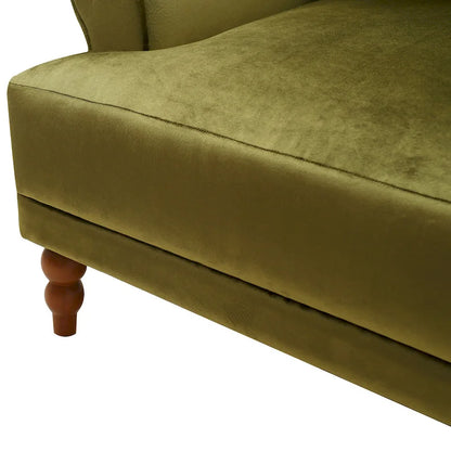 Fauteuil d'appoint moderne en velours de 37,8 pouces avec soutien lombaire ergonomique et pieds de style colonne romaine vintage