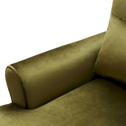 Fauteuil d'appoint moderne en velours de 37,8 pouces avec soutien lombaire ergonomique et pieds de style colonne romaine vintage