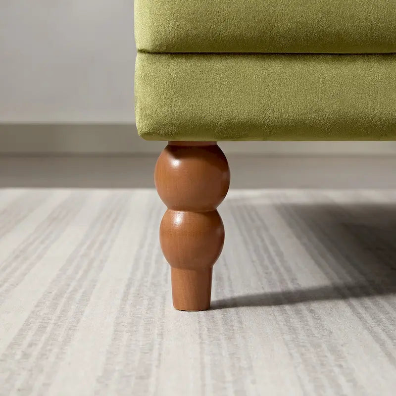 Fauteuil d'appoint moderne en velours de 37,8 pouces avec soutien lombaire ergonomique et pieds de style colonne romaine vintage