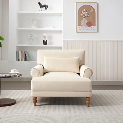 Fauteuil d'appoint moderne en velours de 37,8 pouces avec soutien lombaire ergonomique et pieds de style colonne romaine vintage