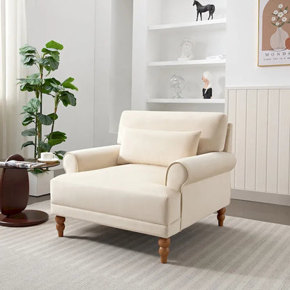 Fauteuil d'appoint moderne en velours de 37,8 pouces avec soutien lombaire ergonomique et pieds de style colonne romaine vintage