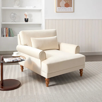 Fauteuil d'appoint moderne en velours de 37,8 pouces avec soutien lombaire ergonomique et pieds de style colonne romaine vintage