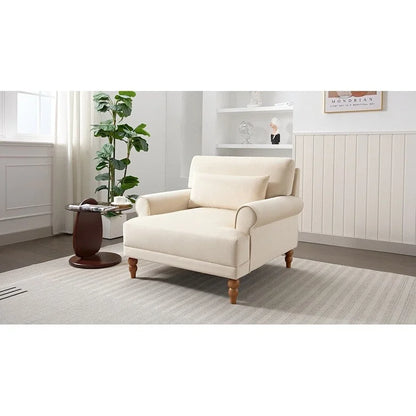 Fauteuil d'appoint moderne en velours de 37,8 pouces avec soutien lombaire ergonomique et pieds de style colonne romaine vintage