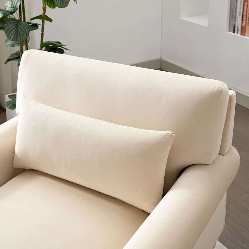 Fauteuil d'appoint moderne en velours de 37,8 pouces avec soutien lombaire ergonomique et pieds de style colonne romaine vintage