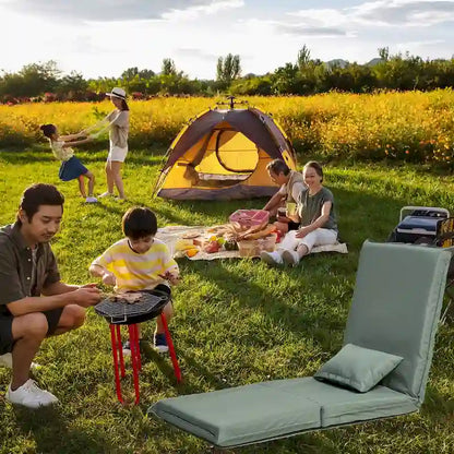 Fauteuil inclinable pliable et réglable à dossier haut, vert clair, avec sac de transport pour les voyages en plein air