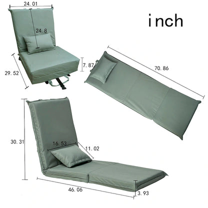 Fauteuil inclinable pliable et réglable à dossier haut, vert clair, avec sac de transport pour les voyages en plein air