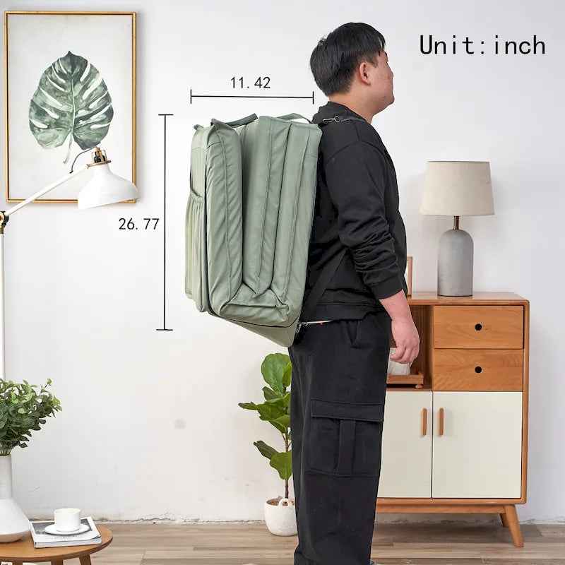 Fauteuil inclinable pliable et réglable à dossier haut, vert clair, avec sac de transport pour les voyages en plein air