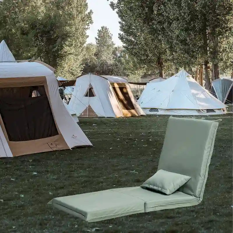 Fauteuil inclinable pliable et réglable à dossier haut, vert clair, avec sac de transport pour les voyages en plein air