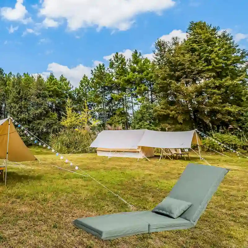 Fauteuil inclinable pliable et réglable à dossier haut, vert clair, avec sac de transport pour les voyages en plein air