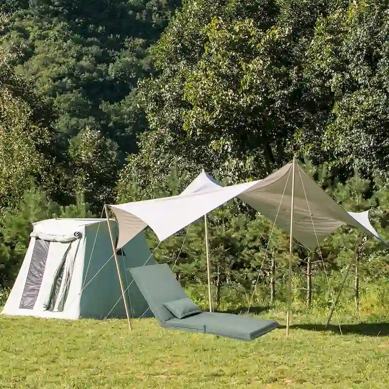 Fauteuil inclinable pliable et réglable à dossier haut, vert clair, avec sac de transport pour les voyages en plein air