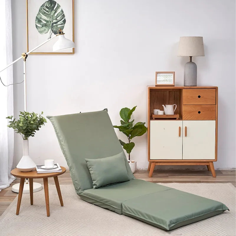 Fauteuil inclinable pliable et réglable à dossier haut, vert clair, avec sac de transport pour les voyages en plein air