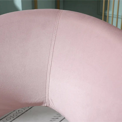 Fauteuil d'appoint moderne rose de 28 pouces, revêtu de polyester, avec base à finition dorée et pieds traîneaux en métal