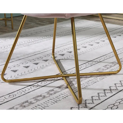 Fauteuil d'appoint moderne rose de 28 pouces, revêtu de polyester, avec base à finition dorée et pieds traîneaux en métal