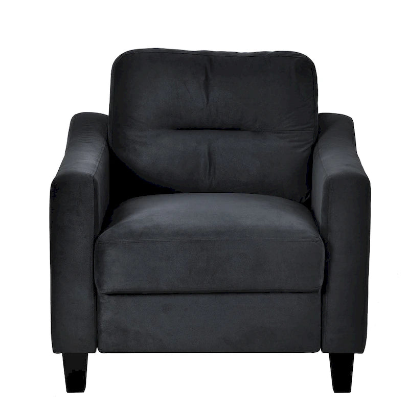 Fauteuil d'appoint noir moderne 32,2 cm, capitonné, avec structure robuste en bois massif et coussin moelleux