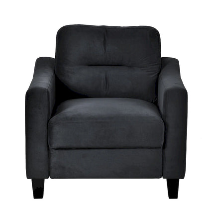 Fauteuil d'appoint noir moderne 32,2 cm, capitonné, avec structure robuste en bois massif et coussin moelleux