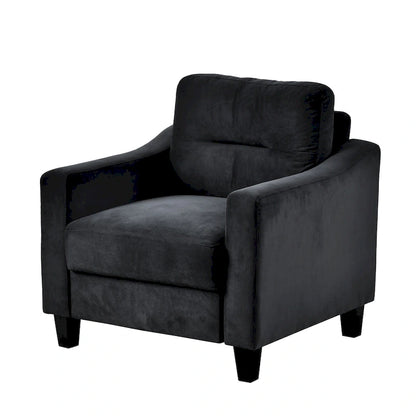 Fauteuil d'appoint noir moderne 32,2 cm, capitonné, avec structure robuste en bois massif et coussin moelleux
