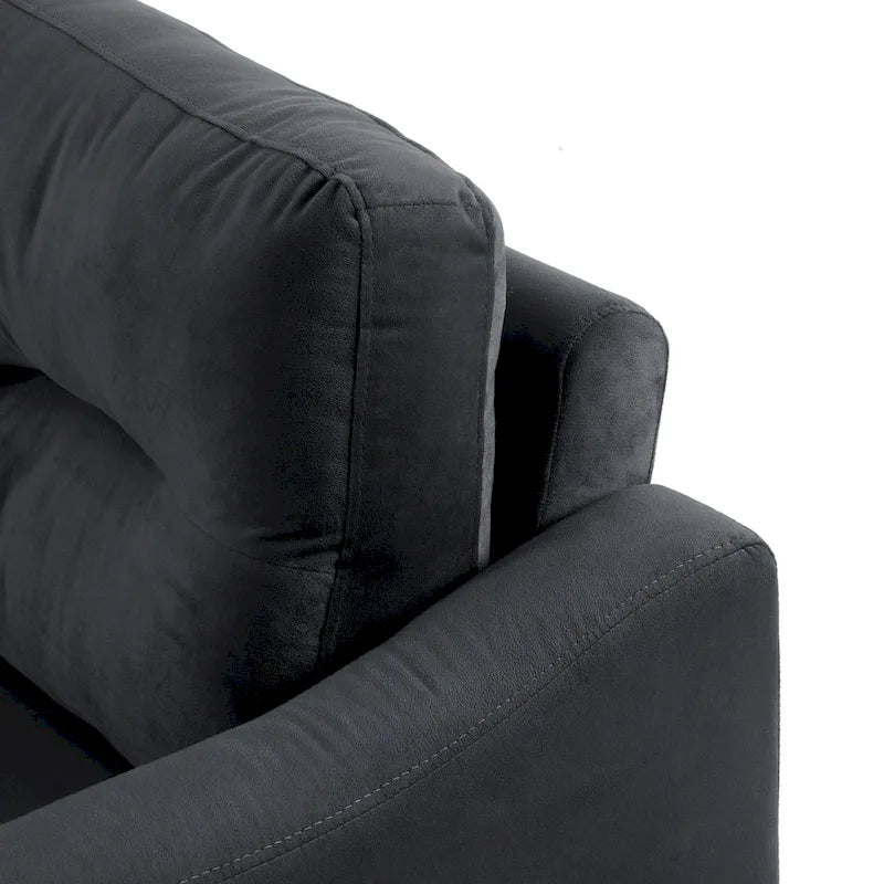 Fauteuil d'appoint noir moderne 32,2 cm, capitonné, avec structure robuste en bois massif et coussin moelleux