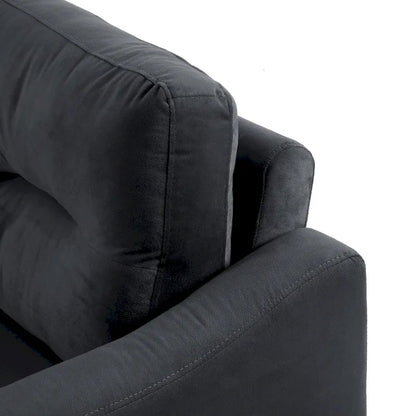 Fauteuil d'appoint noir moderne 32,2 cm, capitonné, avec structure robuste en bois massif et coussin moelleux
