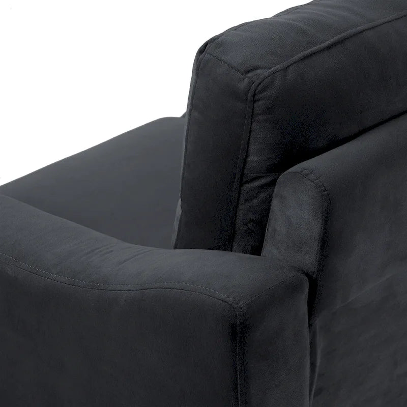 Fauteuil d'appoint noir moderne 32,2 cm, capitonné, avec structure robuste en bois massif et coussin moelleux