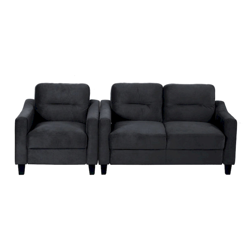 Fauteuil d'appoint noir moderne 32,2 cm, capitonné, avec structure robuste en bois massif et coussin moelleux