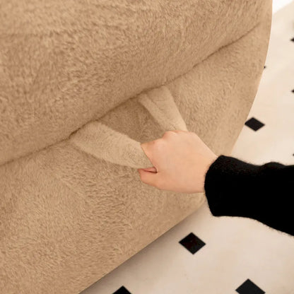 Pouf en fausse fourrure avec dossier, rembourrage en mousse déchiquetée haute densité et design polyvalent
