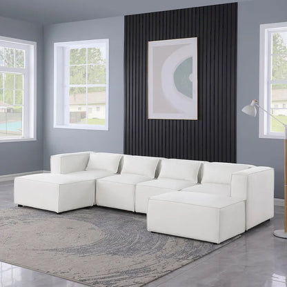 Canapé d'angle modulaire en forme de U, 6 pièces, revêtu de chenille, avec 2 poufs amovibles et une conception à combinaisons libres