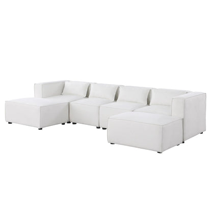 Canapé d'angle modulaire en forme de U, 6 pièces, revêtu de chenille, avec 2 poufs amovibles et une conception à combinaisons libres