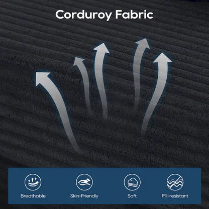 Canapé d'angle en velours côtelé clair en forme de L avec mousse à mémoire de forme, structure en acier, aucun assemblage requis, canapé-lit convertible