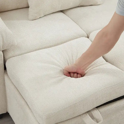 Canapé d'angle en chenille 97 pouces avec pouf de rangement, 7 places et 2 coussins - Canapé-lit convertible