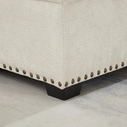 Canapé d'angle en chenille 97 pouces avec pouf de rangement, 7 places et 2 coussins - Canapé-lit convertible