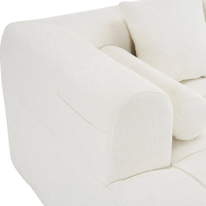 Canapé d'angle modulaire en chenille 101.2 avec assise profonde, design combinable libre et construction en mousse haute densité