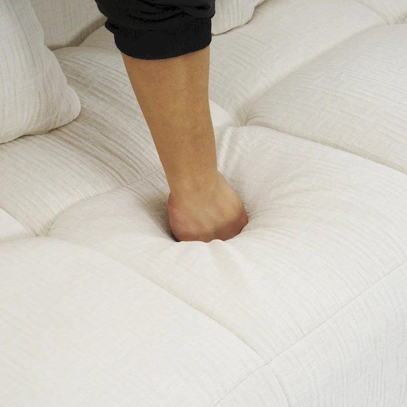 Canapé d'angle modulaire en chenille 101.2 avec assise profonde, design combinable libre et construction en mousse haute densité