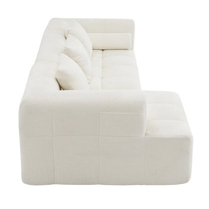 Canapé d'angle modulaire en chenille 101.2 avec assise profonde, design combinable libre et construction en mousse haute densité