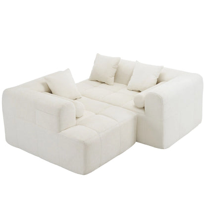 Canapé d'angle modulaire en chenille 101.2 avec assise profonde, design combinable libre et construction en mousse haute densité