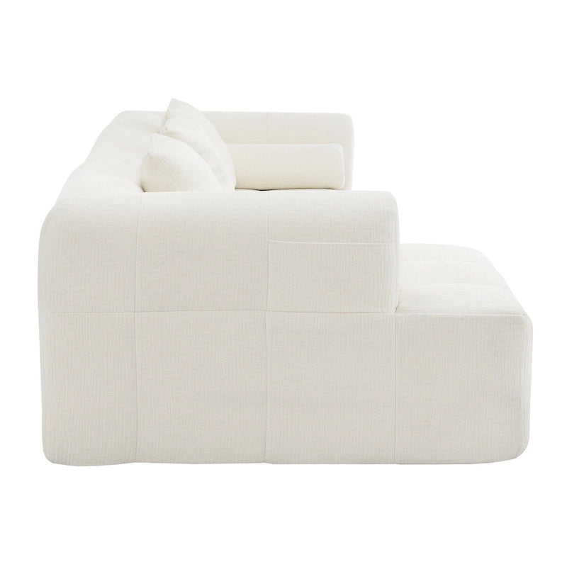Canapé d'angle modulaire en chenille 101.2 avec assise profonde, design combinable libre et construction en mousse haute densité