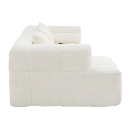 Canapé d'angle modulaire en chenille 101.2 avec assise profonde, design combinable libre et construction en mousse haute densité