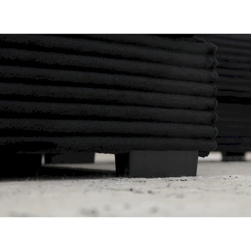 Canapé d'angle en L noir 111 en velours côtelé avec méridienne droite surdimensionnée et 8 coussins décoratifs