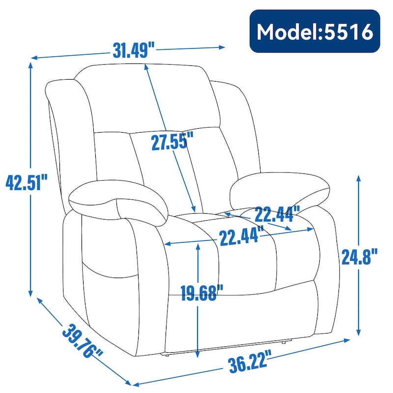 Fauteuil releveur électrique de taille moyenne en cuir véritable avec double moteur, massage 8 points et chauffage lombaire